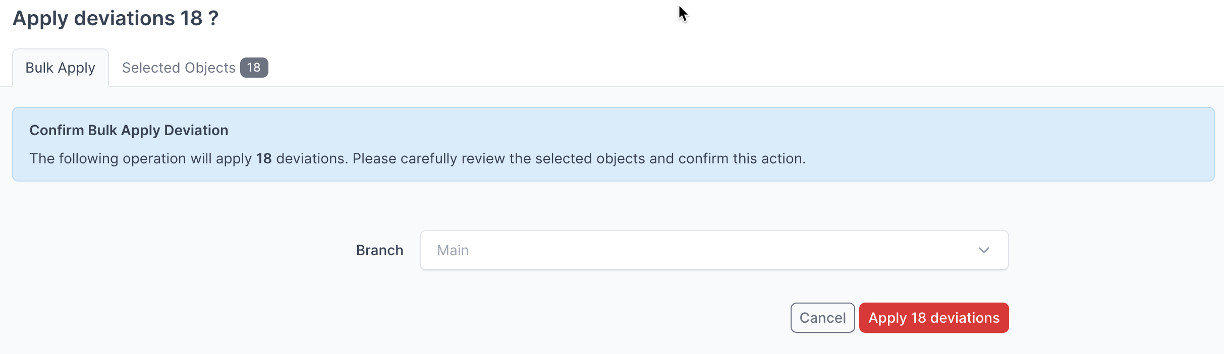 confirm apply deviations