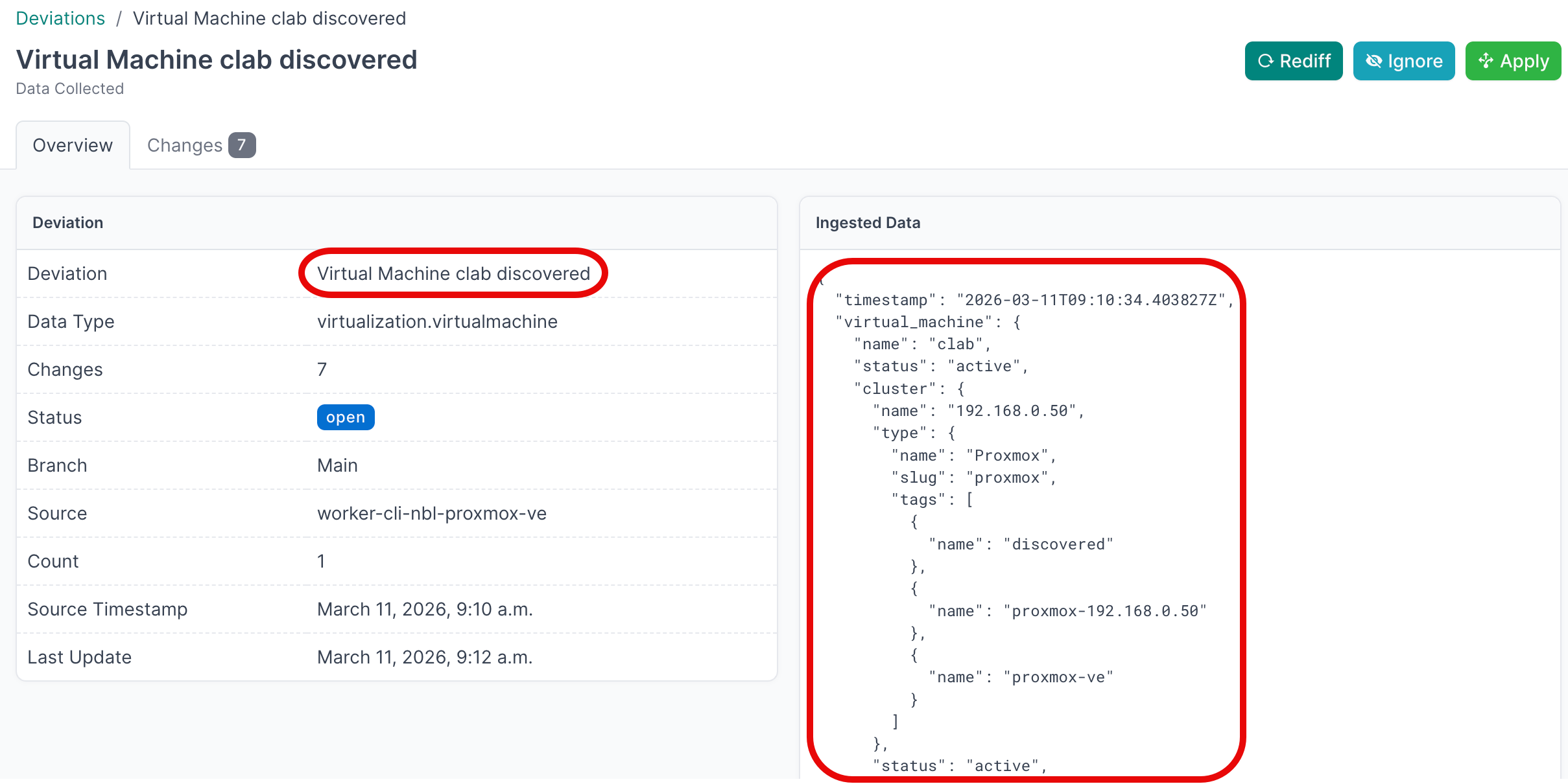 Discovered VM details