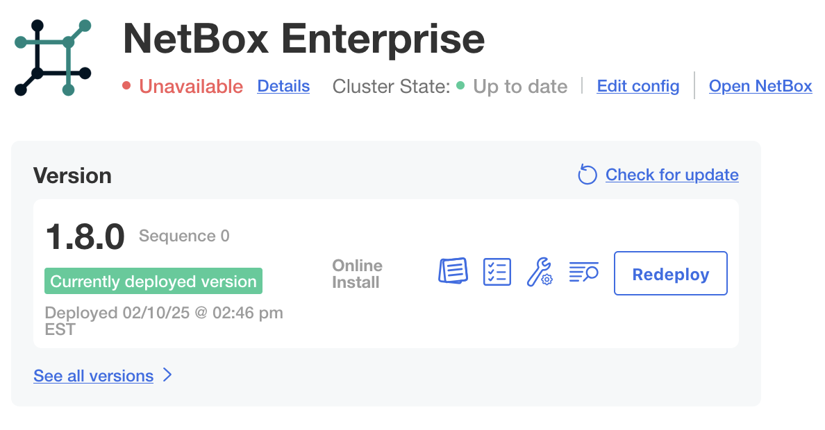 Screenshot: Deployment &quot;Unavailable&quot;