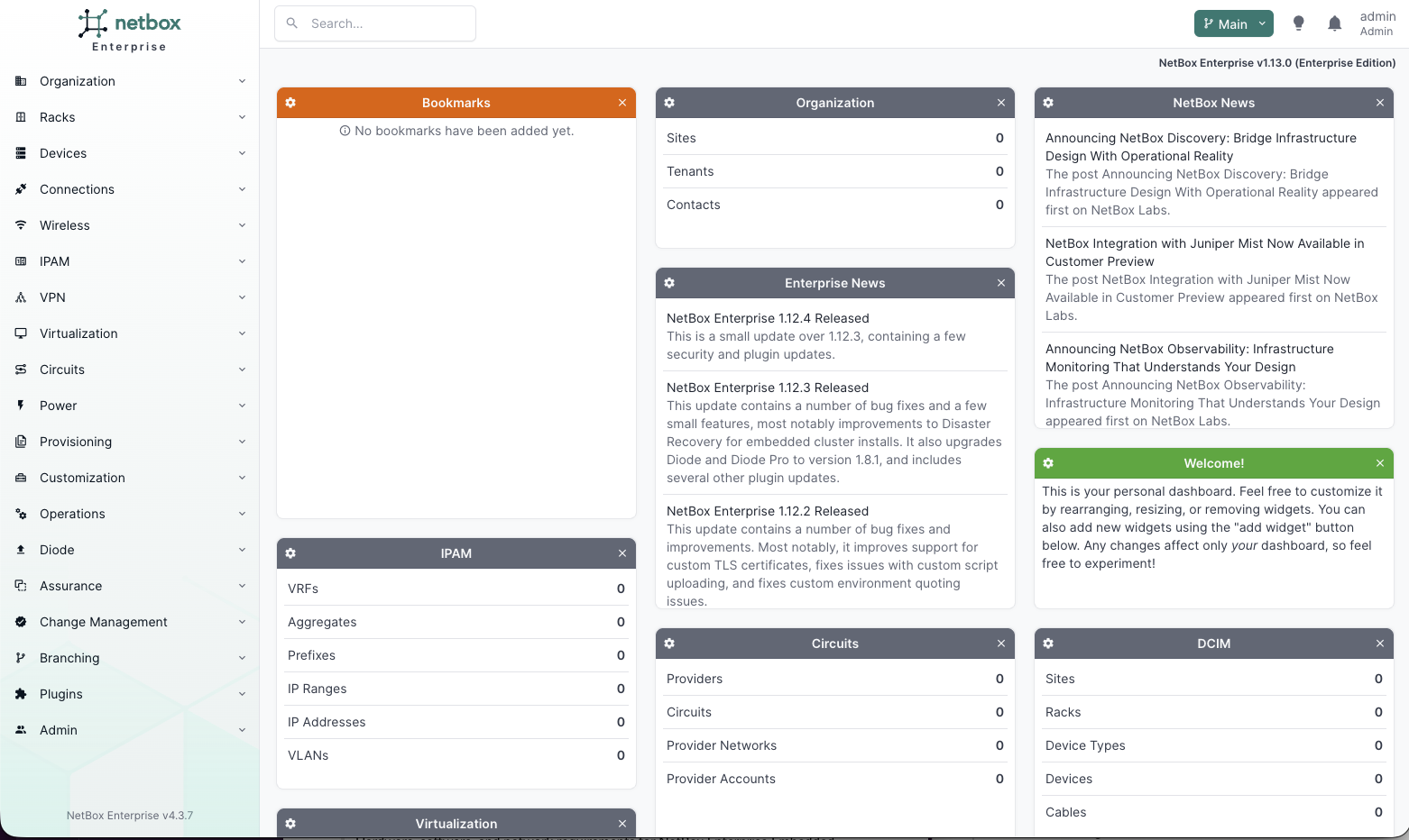 Screenshot: NetBox Enterprise Home