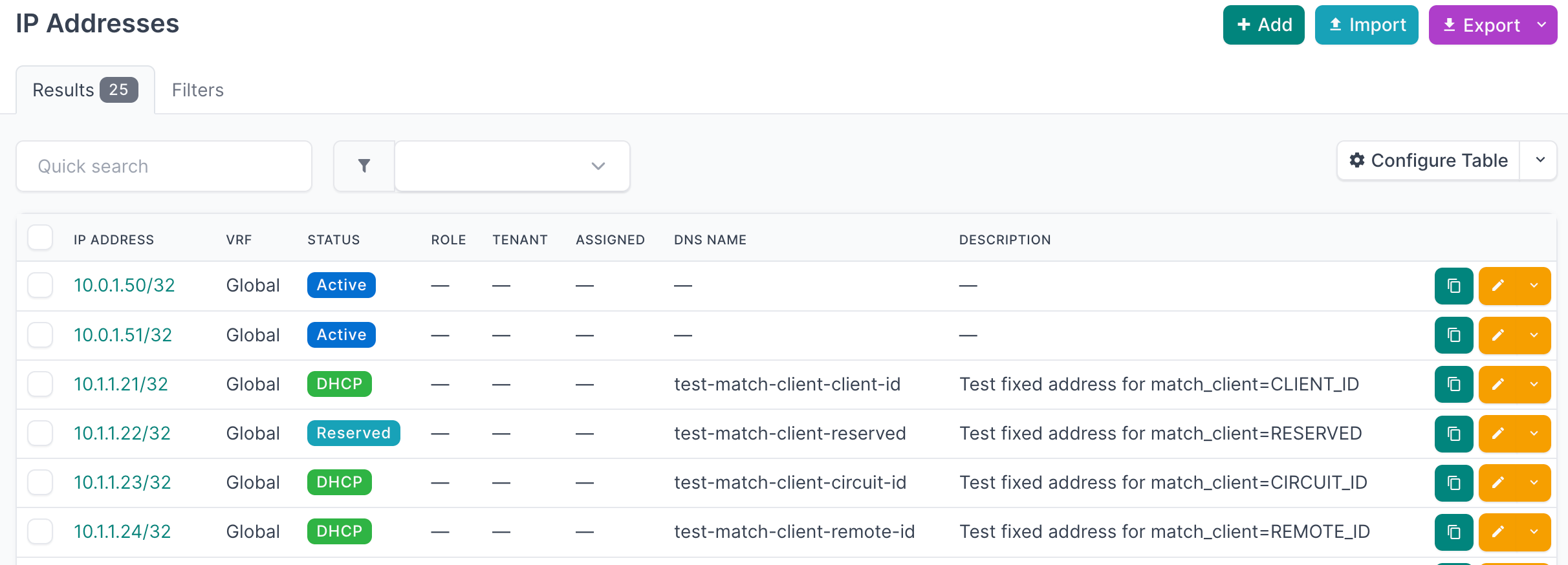 Infoblox IP addresses